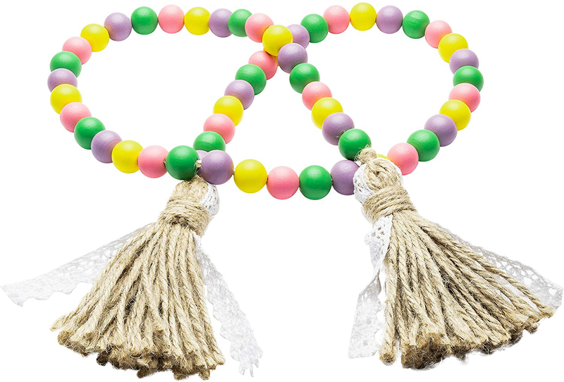 R HORSE Valentine'S Day Wood Beads, 41’’ Wood Bead Garland Tassel Heart Tassel Garland Farmhouse Rustic Beads with Jute Rope Plaid Tassel Natural Wood Beads Décor for Party Valentine'S Day Gift Home & Garden > Decor > Seasonal & Holiday Decorations R HORSE Candy 41.0 Inches 