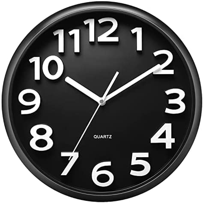 Plumeet 13'' Large Wall Clock - Silent Non-Ticking Quartz Wall Clocks for Living Room Decor - Modern Style Suitable for Home Kitchen Office - Battery Operated (Black) Home & Garden > Decor > Clocks > Wall Clocks Plumeet Black 13 inches 