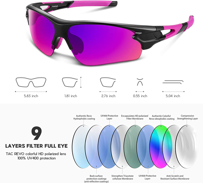 Polarized Sports Sunglasses for Men Women Youth Baseball Fishing Cycling Running Golf Motorcycle Tac Glasses UV400 Sporting Goods > Outdoor Recreation > Cycling > Cycling Apparel & Accessories Bea·CooL   
