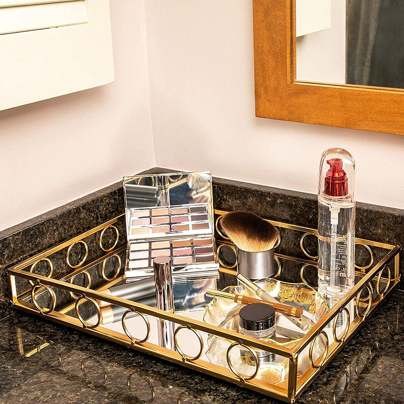 Juvale Gold Metal Mirror Tray (15 x 11 x 2 Inches) Home & Garden > Decor > Decorative Trays Juvale   