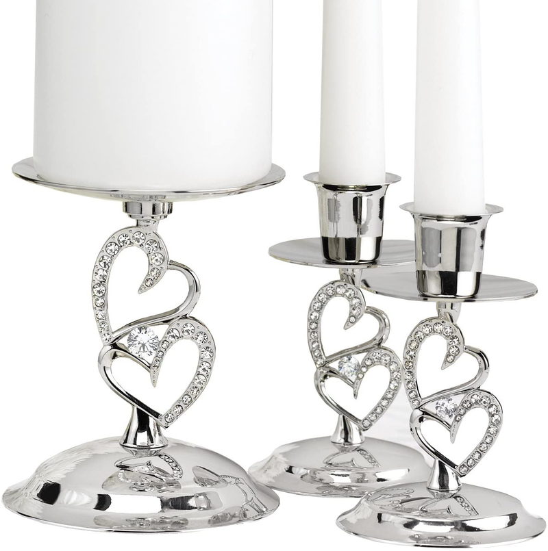 Hortense B. Hewitt Sparkling Love Set Candle Stands, 4-Inch, Nickel-Plated, 3 Count Home & Garden > Decor > Home Fragrance Accessories > Candle Holders Hortense B. Hewitt Default Title  