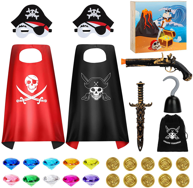 Kids Pirate Costume, Pirate Set, Kids Dress Up Costumes Cape with Masks and Accessories, Costume Prop, Buccaneer Costume Pirate Role Play, Cosplay Props for Kids Party, Halloween Pirate Theme Party Apparel & Accessories > Costumes & Accessories > Costumes LOSLANDIFEN Default Title  