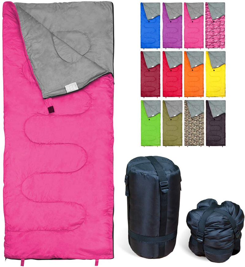 REVALCAMP Sleeping Bag Indoor & Outdoor Use. Great for Kids, Boys, Girls, Teens & Adults. Ultralight and Compact Bags Are Perfect for Hiking, Backpacking & Camping Sporting Goods > Outdoor Recreation > Camping & Hiking > Sleeping Bags REVALCAMP Pink  