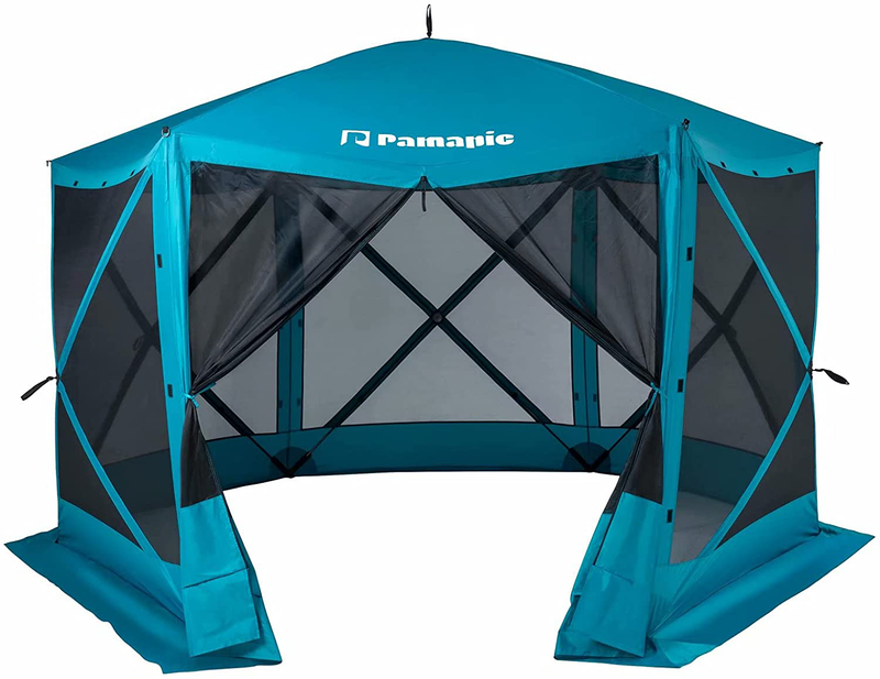 Pamapic 12 x 12 Portable Pop up Gazebo, Outdoor Camping Gazebo Tent, UV Protection Tent, Includes Carrying Bag (Brown) Home & Garden > Lawn & Garden > Outdoor Living > Outdoor Structures > Canopies & Gazebos Pamapic Green  