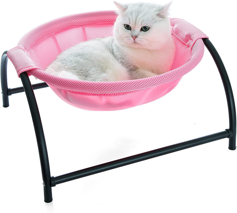 NOYAL Cat Hammock Bed, Elevated Pet Bed Breathable Hanging Nest with Detachable Cover and Heavy Duty Iron Frames Cat Cooling Cot for Kitty & Puppy Indoor and Outdoor Cat Hammock (Gray) Animals & Pet Supplies > Pet Supplies > Cat Supplies > Cat Beds NOYAL Pink  