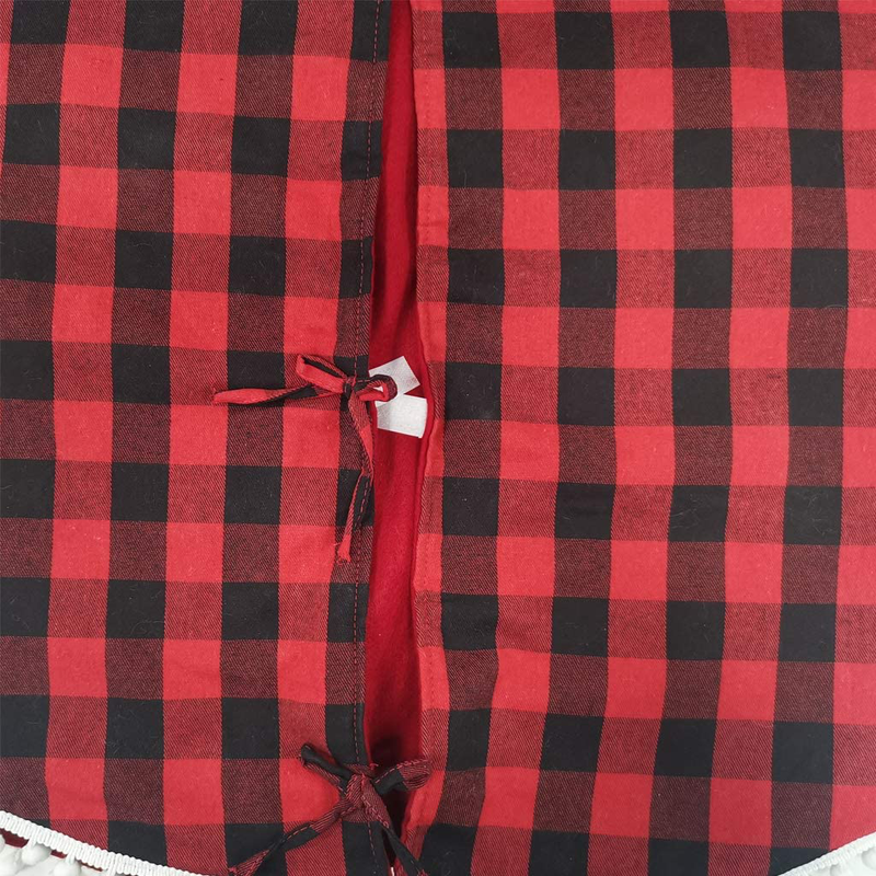 GKanMore Checked Christmas Tree Skirt 48" Red and Black Buffalo Plaid Tree Skirt with White Bubble Lace Xmas Tree Mat Skirt for Christmas New Year Holiday Party Decorations (Red & Black Plaid) Home & Garden > Decor > Seasonal & Holiday Decorations > Christmas Tree Skirts GKanMore   
