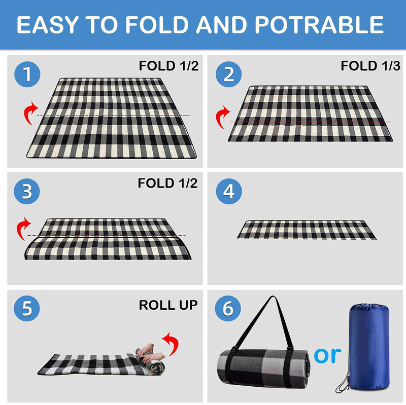 Picnic Blanket,Picnic Blankets Waterproof Foldable with 3 Layers Material,Extra Large Picnic Blanket Picnic Mat Beach Blanket 80"x80" for Camping Beach Park Hiking Larger & Thicker Home & Garden > Lawn & Garden > Outdoor Living > Outdoor Blankets > Picnic Blankets Beliwico   