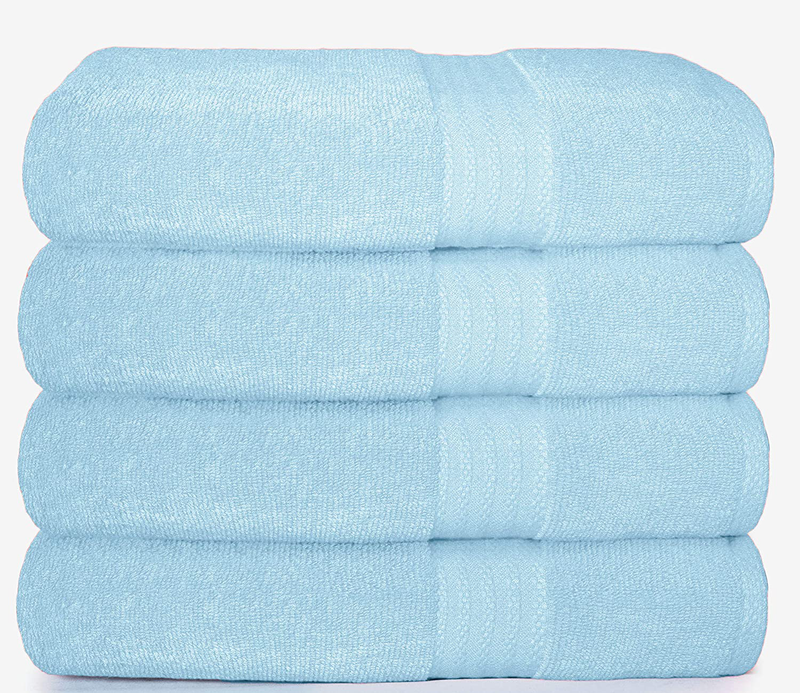 Glamburg Premium Cotton 4 Pack Bath Towel Set - 100% Pure Cotton - 4 Bath Towels 27x54 - Ideal for Everyday use - Ultra Soft & Highly Absorbent - Black Home & Garden > Linens & Bedding > Towels GLAMBURG Sky Blue  