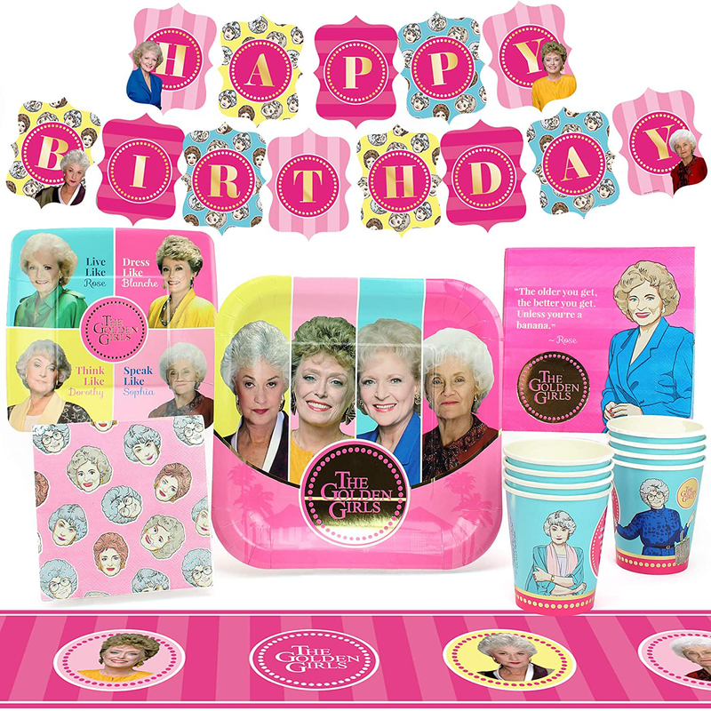 Golden Girls Party Supplies (Standard) Birthday Party Decorations with Happy Birthday Banner, 58 Piece Set - 40th Birthday Decorations, 50th Birthday Decorations for Women, Bridal Shower Decorations Home & Garden > Decor > Seasonal & Holiday Decorations& Garden > Decor > Seasonal & Holiday Decorations Prime Party Standard Pack (for 8 guests)  
