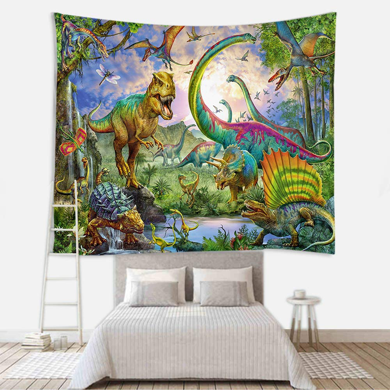 Sevendec Dinosaur Tapestry Wall Hanging Wild Anicient Animals Wall Tapestry Jurassic Hand Painted Wall Decor for Kids Children Bedroom Living Room Dorm W59 x L51 Home & Garden > Decor > Artwork > Decorative Tapestries Sevendec   