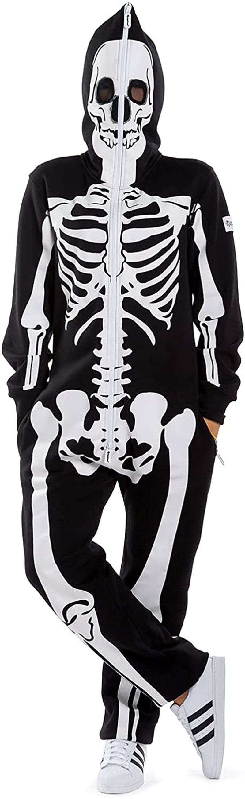 Tipsy Elves' Women's Skeleton Costume - Scary Black and White Halloween Jumpsuit