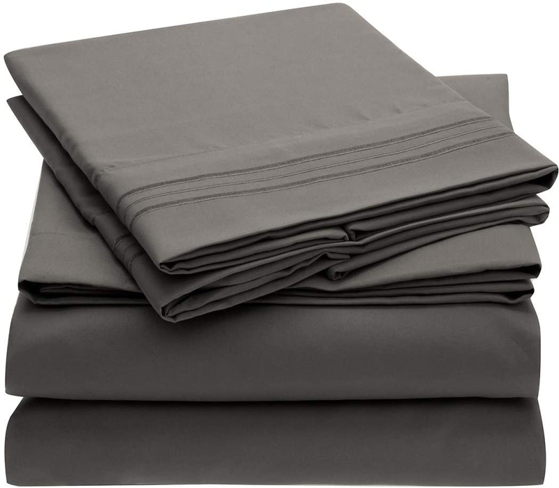 Mellanni California King Sheets - Hotel Luxury 1800 Bedding Sheets & Pillowcases - Extra Soft Cooling Bed Sheets - Deep Pocket up to 16" - Wrinkle, Fade, Stain Resistant - 4 PC (Cal King, Persimmon) Home & Garden > Linens & Bedding > Bedding Mellanni Gray Twin XL 
