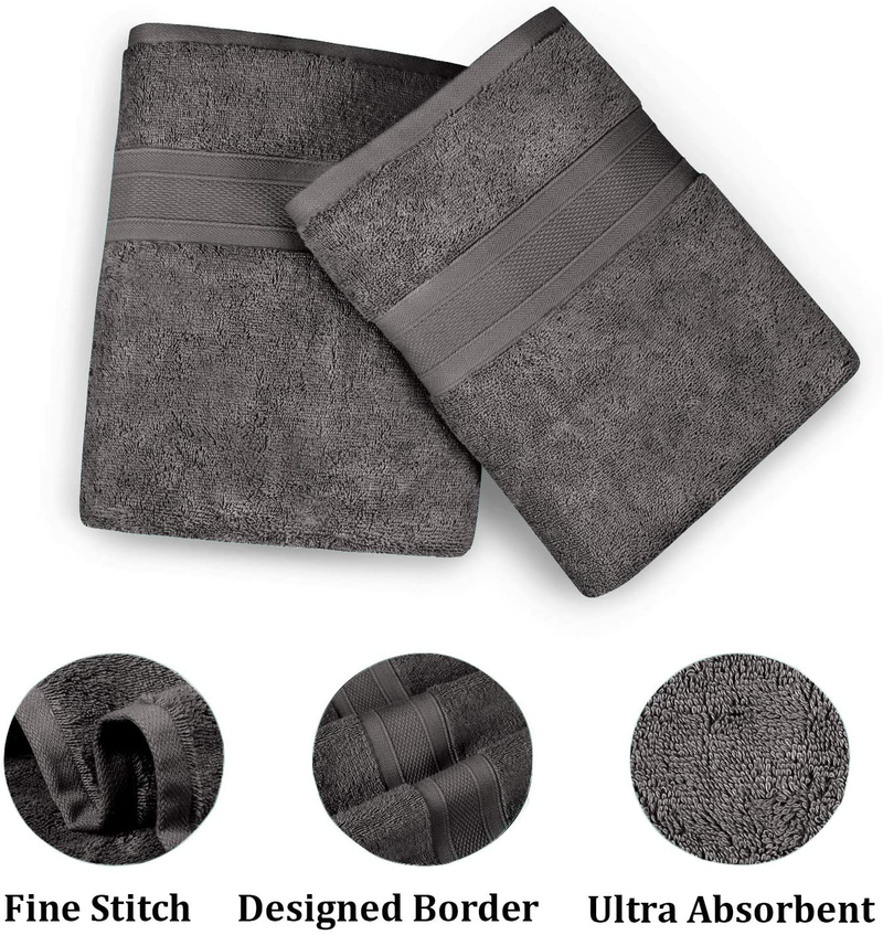 TRIDENT Soft and Plush, 100% Cotton, Highly Absorbent, Bathroom Towels, Super Soft, 6 Piece Towel Set (2 Bath Towels, 2 Hand Towels, 2 Washcloths), 500 GSM, Charcoal Home & Garden > Linens & Bedding > Towels TRIDENT   