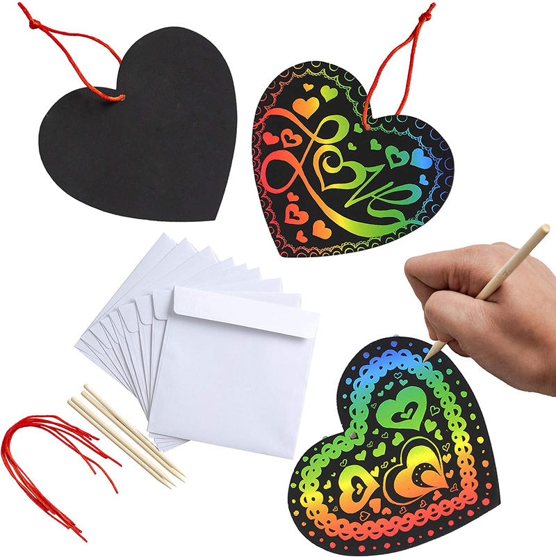JOYIN 36 Packs Valentines Day Gifts Cards for Kids Magic Color Scratch Heart - Valentine Crafts & Art for Kids - Create Rainbow Scratch Art without Ink Home & Garden > Decor > Seasonal & Holiday Decorations JOYIN   