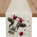 GAGEC Valentines Day Table Runner Rose Cow 13 X 108 Inch Long Table Runners Home Kitchen Decor Supplies Happy Valentine'S Day Dining Indoor Outdoor Decoration Home & Garden > Decor > Seasonal & Holiday Decorations GAGEC 13'' X 108''(33x274cm)  