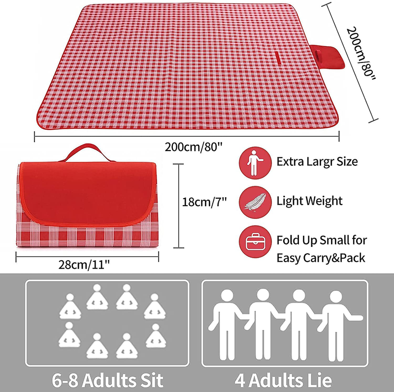 Foldable Picnic Blankets Waterproof Extra Large - Machine Washable Sandproof Picnic Mat , 79"x79" Home & Garden > Lawn & Garden > Outdoor Living > Outdoor Blankets > Picnic Blankets Generic   