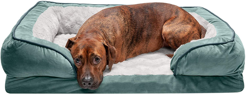 Furhaven Orthopedic, Cooling Gel, and Memory Foam Pet Beds for Small, Medium, and Large Dogs and Cats - Luxe Perfect Comfort Sofa Dog Bed, Performance Linen Sofa Dog Bed, and More Animals & Pet Supplies > Pet Supplies > Dog Supplies > Dog Beds Furhaven Velvet Waves Celadon Green Sofa Bed (Memory Foam) Large (Pack of 1)