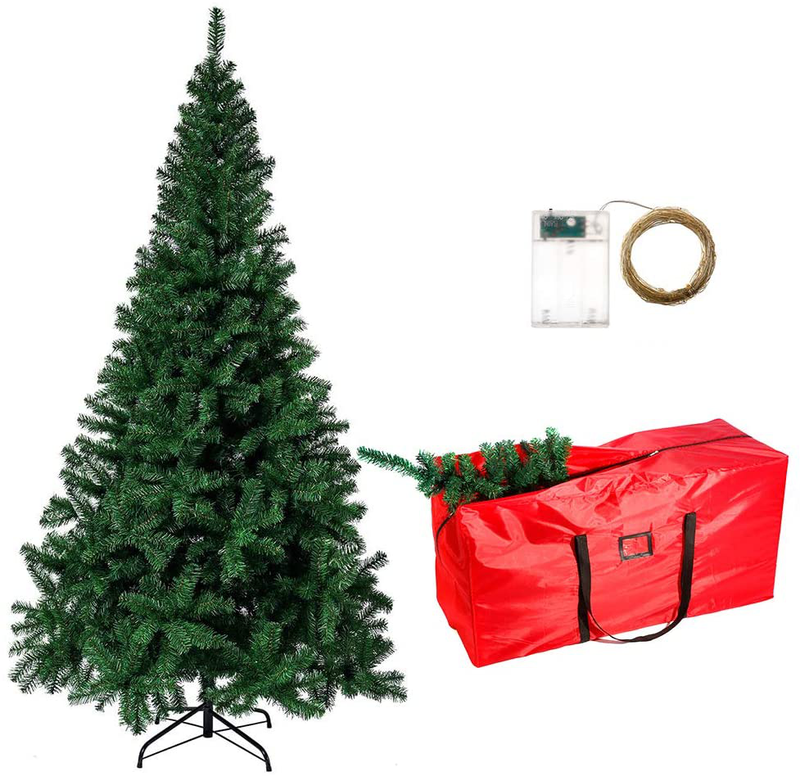 LAMPTOP 6FT/180cm Artificial Christmas Tree | Kingswood Fir Pencil Tree Slim| Includes Stand, Storage Bag, 1000CM Copper Fariy Light| Perfect Holiday Decoration for Christmas Party Xmas Decor