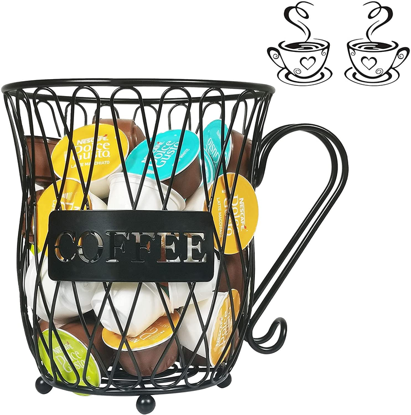 K Cup Holder with Stickers, Large Capacity Coffee Capsule Organizer, 50 k cup storage organizer, Kcups Pod Organizer for Coffee Bar Accessories&Decor, Coffee Pod Storage Holder for Counter Home & Garden > Decor > Seasonal & Holiday Decorations Stegodon Black  