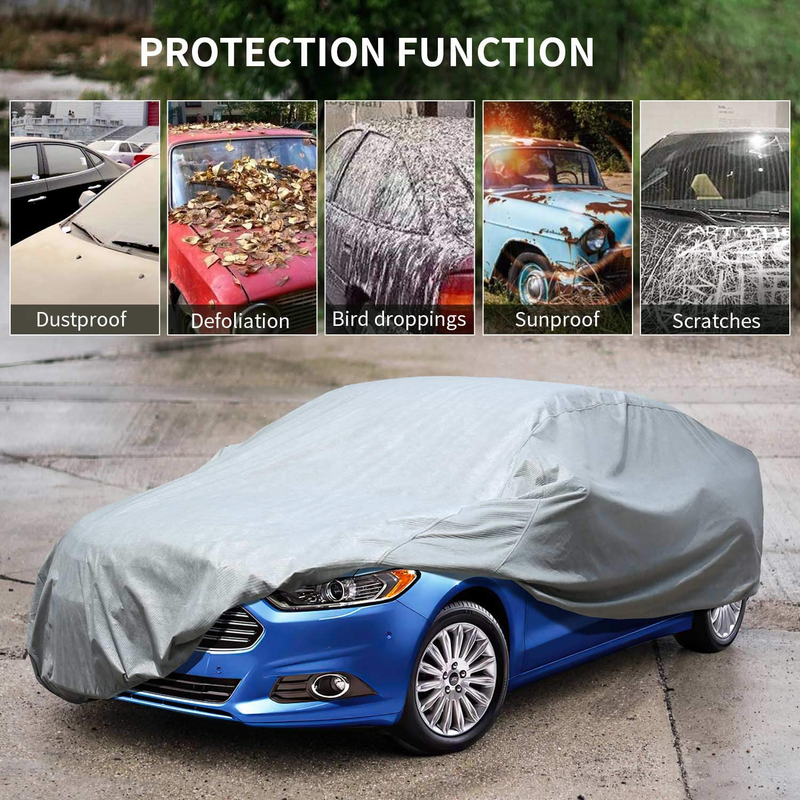 Leader Accessories Car Cover UV Protection Basic Guard 3 Layer Breathable Dust Proof Universal Fit Full Car Cover Up To 200''  Leader Accessories   