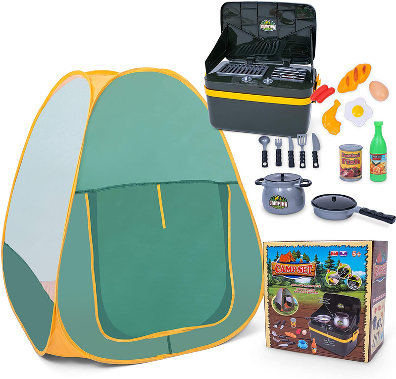 Joykip Kids Camping Play Tent with Pretend Camping Gear Set - Pup up and Play Tent for Indoors and Outdoors - Includes Stove, Utensils and Other Cooking Accessories Sporting Goods > Outdoor Recreation > Camping & Hiking > Tent Accessories JoyKip   