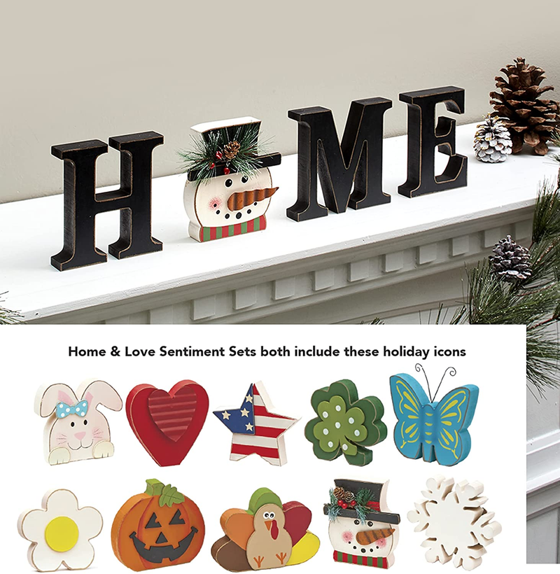 The Lakeside Collection Decorative Tabletop Home Letter Sign with Seasonal Icons - 13 Pieces Home & Garden > Decor > Seasonal & Holiday Decorations LTD Commodities, LLC   