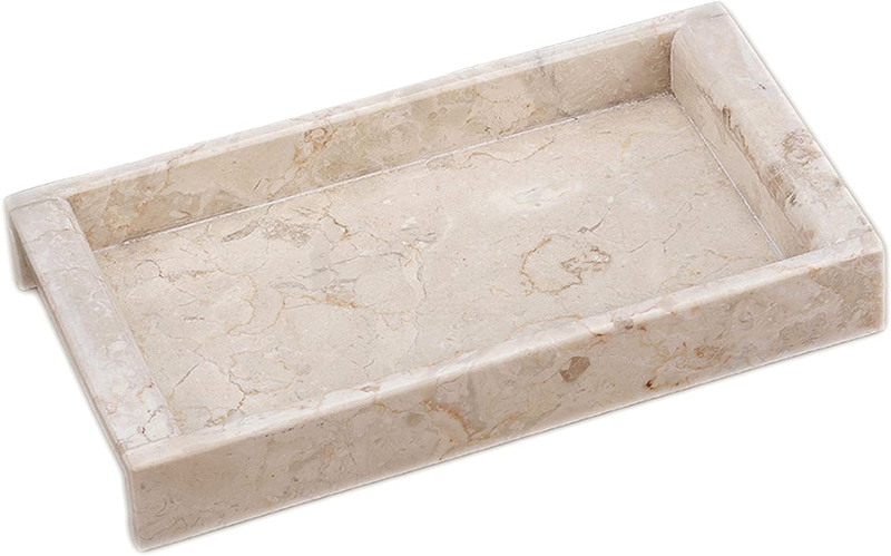 Creative Home Natural Champagne Marble Arch Vanity Tray Decorative Tray Jewelry Organizer Candle Holder Countertop Organizer, Beige, Large