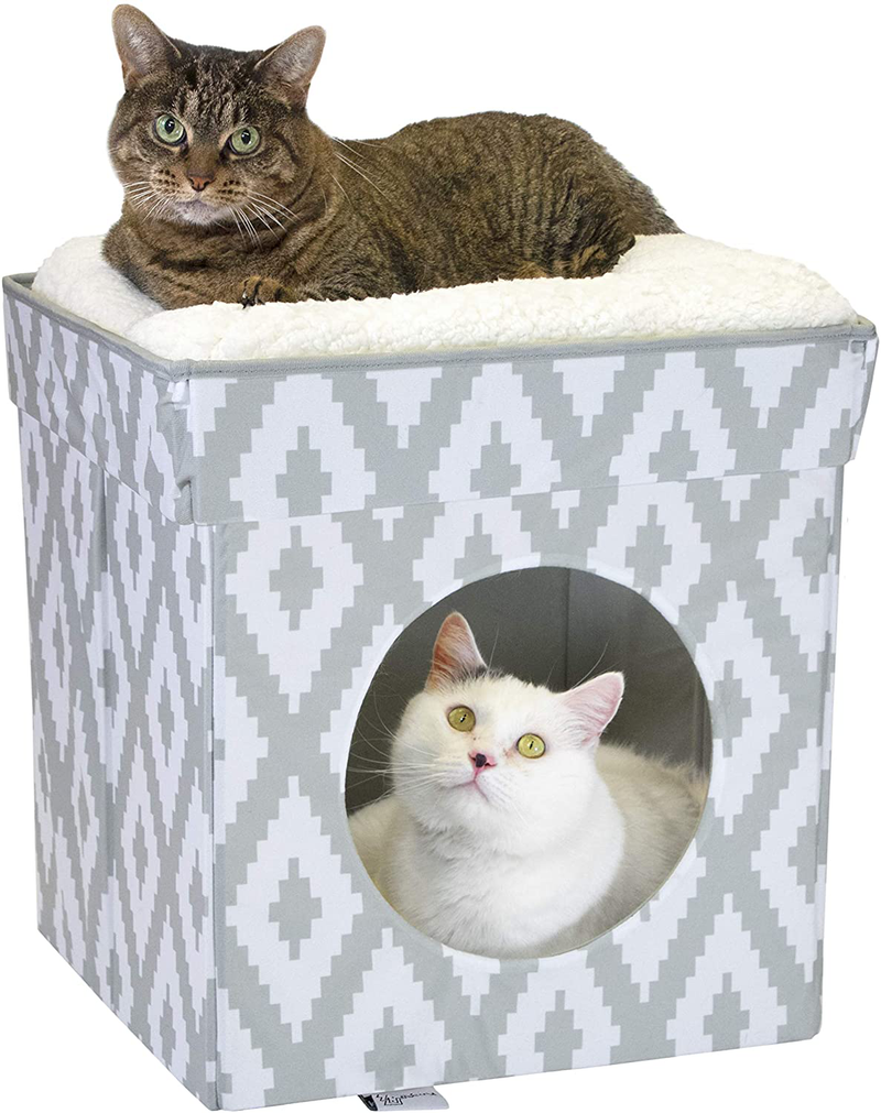 Kitty City Large Cat Bed, Stackable Cat Cube, Indoor Cat House/Cat Condo, Cat Scratcher Animals & Pet Supplies > Pet Supplies > Cat Supplies > Cat Beds SportPet Designs White Cube  