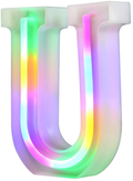 Neon Letter Lights 26 Alphabet Letter Bar Sign Letter Signs for Wedding Christmas Birthday Partty Supplies,USB/Battery Powered Light Up Letters for Home Decoration-Colourful J Home & Garden > Decor > Seasonal & Holiday Decorations& Garden > Decor > Seasonal & Holiday Decorations WARMTHOU Letter-u  