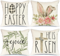 Easter Pillow Covers 18X18 Set of 4 Easter Decorations for Home He Is Risen Floral Pillows Bunny Easter Buffalo Plaid Eggs Decorative Throw Pillows Spring Easter Farmhouse Decor A476-18 Home & Garden > Decor > Seasonal & Holiday Decorations AENEY Multicolor 18 x 18-Inch 