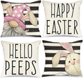 Easter Pillow Covers 18X18 Set of 4 Easter Decorations for Home Bunny Gnome Stripes Pillows Easter Decorative Throw Pillows Spring Easter Farmhouse Decor A473-18 Home & Garden > Decor > Seasonal & Holiday Decorations AENEY Pink 18 x 18-Inch 
