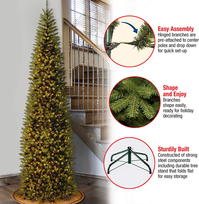 National Tree Company Pre-lit Artificial Christmas Tree Includes Strung White Lights and Stand Kingswood Fir Pencil-10, 10 ft Home & Garden > Decor > Seasonal & Holiday Decorations > Christmas Tree Stands National Tree Company   