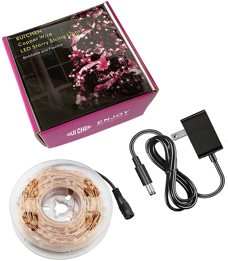 RUICHEN Fairy Lights Plug In, 66 Ft 200 LED Starry String Lights with Spool, Waterproof Copper Wire Decorative Lights for Christmas, Valentine'S Day, Girls Room, Wedding, Party (Pink) Home & Garden > Lighting > Light Ropes & Strings RUICHEN   
