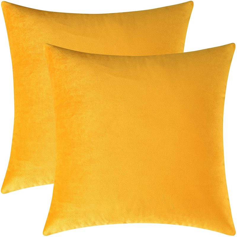 Mixhug Decorative Throw Pillow Covers, Velvet Cushion Covers, Solid Throw Pillow Cases for Couch and Bed Pillows, Burnt Orange, 20 x 20 Inches, Set of 2 Home & Garden > Decor > Chair & Sofa Cushions Mixhug Mustard Yellow 18 x 18 Inches, 2 Pieces 
