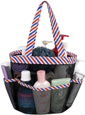 Mesh Shower Caddy Basket with 8 Storage Pockets, Portable Shower Tote Bag Hanging Swimming Pool, Toiletry Bathroom Organizer for College Dorm Room Essentials for Girls and Boys (1, Golden Dots) Sporting Goods > Outdoor Recreation > Camping & Hiking > Portable Toilets & Showers Hommtina Red Blue Stripes 1 