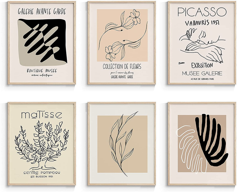 Insimsea Matisse Poster and Picasso Wall Art Exhibition Poster & Prints (UNFRAMED), Vintage Posters for Room Aesthetic, Abstract Wall Art for Living Room Set of 6 (11X14 In) Home & Garden > Decor > Artwork > Posters, Prints, & Visual Artwork InSimSea 8x10 inches  