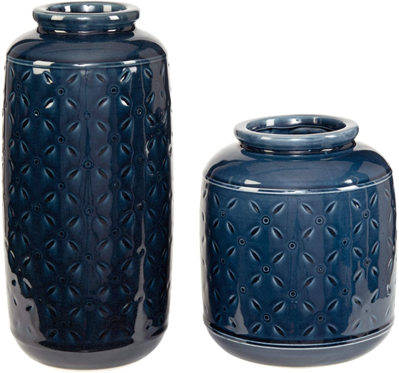 Signature Design by Ashley Marenda Ceramic 3 Decorative Vase Set, Gray & White Home & Garden > Decor > Vases Ashley Furniture Marenda  