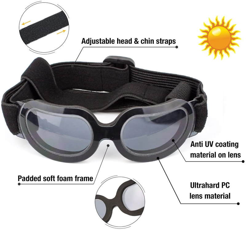 PETLESO Dog Goggles- Doggie Sunglasses Windproof Eye Protection Goggles for Small Dogs Cats Animals & Pet Supplies > Pet Supplies > Cat Supplies > Cat Apparel PETLESO   