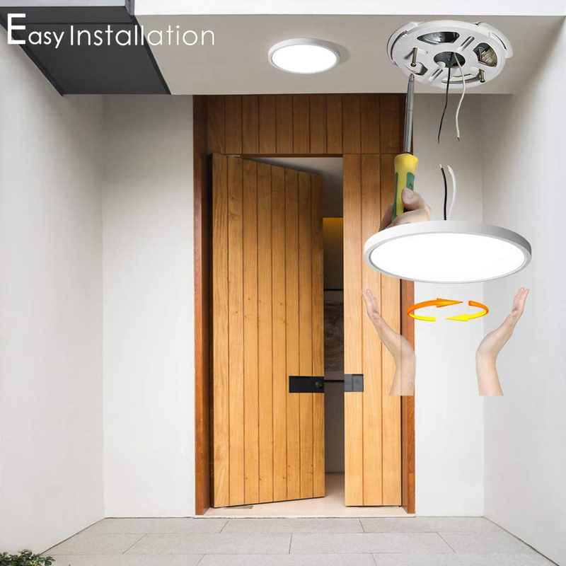 Taloya Flush Mount LED Ceiling Light for Porch,18W 1800LM 8.9 Inch, round Light Fixture Surface Mount for Closet Stairway Balcony Foyer Basement Utility Room (Daylight White 6500K)