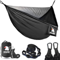 Covacure Camping Hammock - Lightweight Double Hammock, Hold Up to 772lbs, Portable Hammocks for Indoor, Outdoor, Hiking, Camping, Backpacking, Travel, Backyard, Beach(Black) Home & Garden > Lawn & Garden > Outdoor Living > Hammocks covacure Black  