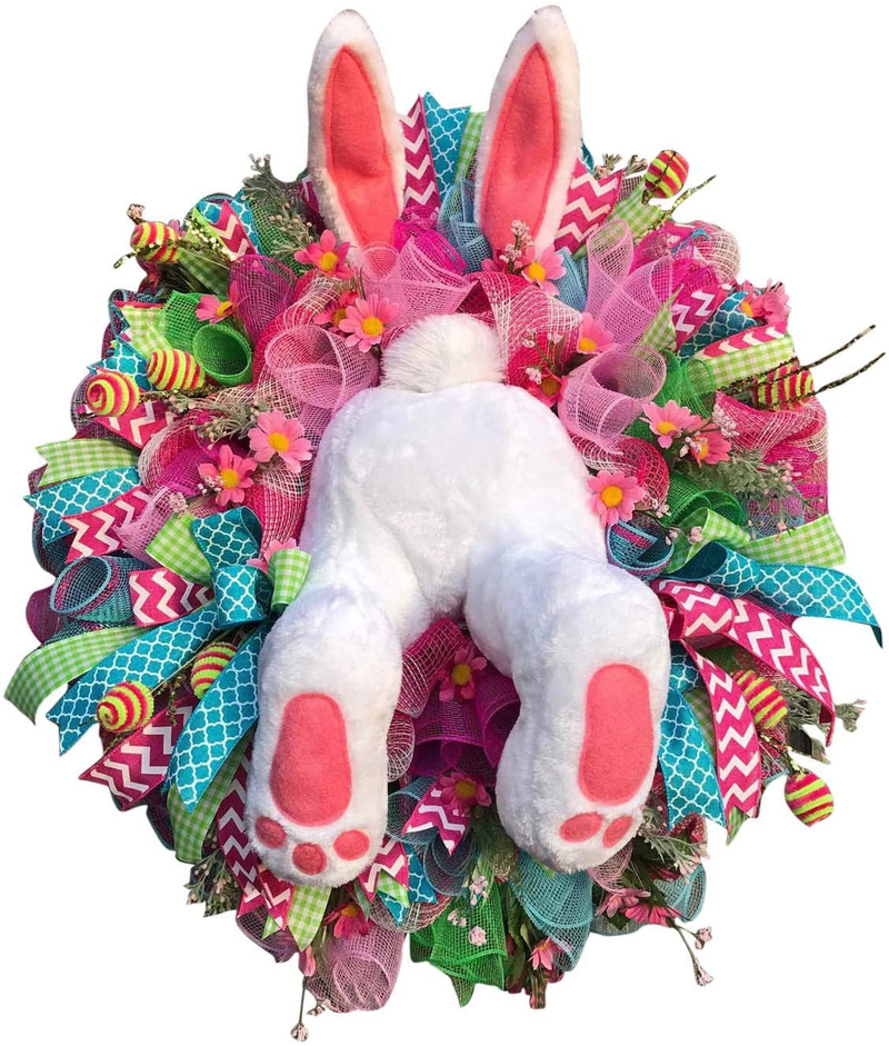 Easter Rabbit Wreath Decor for Front Door, Easter Rabbit Front Door Wreath, Easter Thief Bunny Butt with Ears, Rabbit Shape Garland Wall Decor Easter Decorations Craft Supplies Home & Garden > Decor > Seasonal & Holiday Decorations Applylee F  