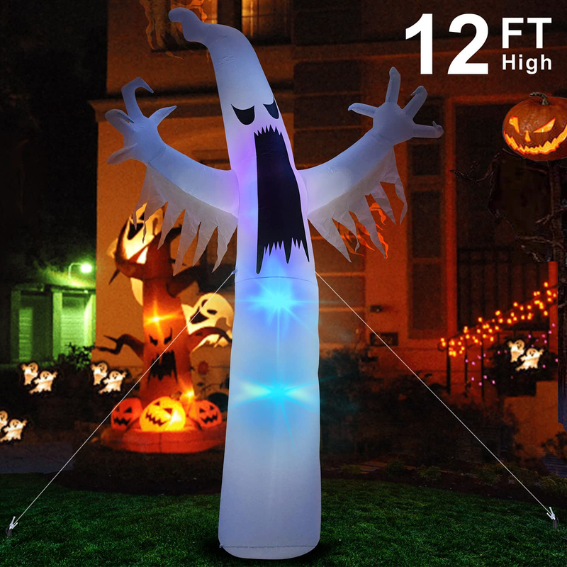 TechKen 12FT Halloween Inflatable Outdoor Scary Ghost Inflatable with Flash LEDs Blow Inflatables for Halloween Party Outdoor, Yard Decorations, Garden, Lawn Halloween Decors Arts & Entertainment > Party & Celebration > Party Supplies TechKen   