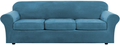 Modern Velvet Plush 4 Piece High Stretch Sofa Slipcover Strap Sofa Cover Furniture Protector Form Fit Luxury Thick Velvet Sofa Cover for 3 Cushion Couch, Machine Washable(Sofa,Gray) Home & Garden > Decor > Chair & Sofa Cushions H.VERSAILTEX Peacock Blue X-Large 