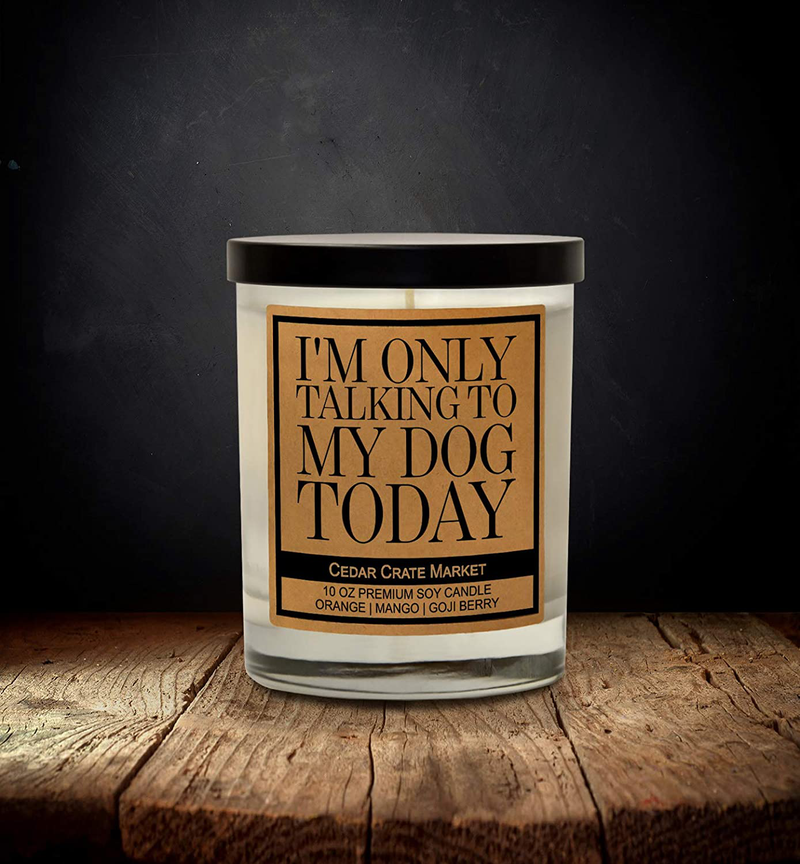 Funny Dog Candles Gifts for Women, Men, Dog Lovers, Pet Candle for Home, House, Dog Mom Gifts, Pet Mom, Fur Mamas, Dog Dads, Foster, Rescue, Adoption Pet Families (I'm Only Talking to My Dog Today) Home & Garden > Decor > Home Fragrances > Candles Cedar Crate Market   