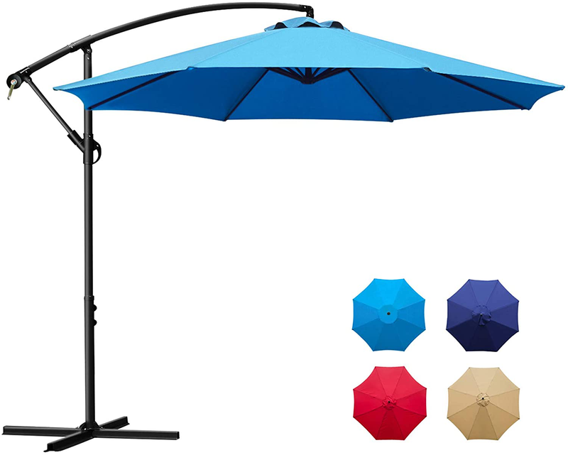 Sunnyglade 10Ft Outdoor Adjustable Offset Cantilever Hanging Patio Umbrella (Tan) Home & Garden > Lawn & Garden > Outdoor Living > Outdoor Umbrella & Sunshade Accessories Sunnyglade Blue  
