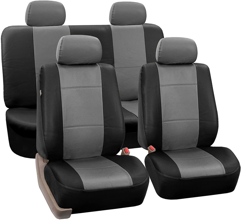 FH-PU001114 PU Leather Car Seat Covers Solid Tan color Vehicles & Parts > Vehicle Parts & Accessories > Motor Vehicle Parts > Motor Vehicle Seating ‎FH Group Gray Black Full Set Full Set 