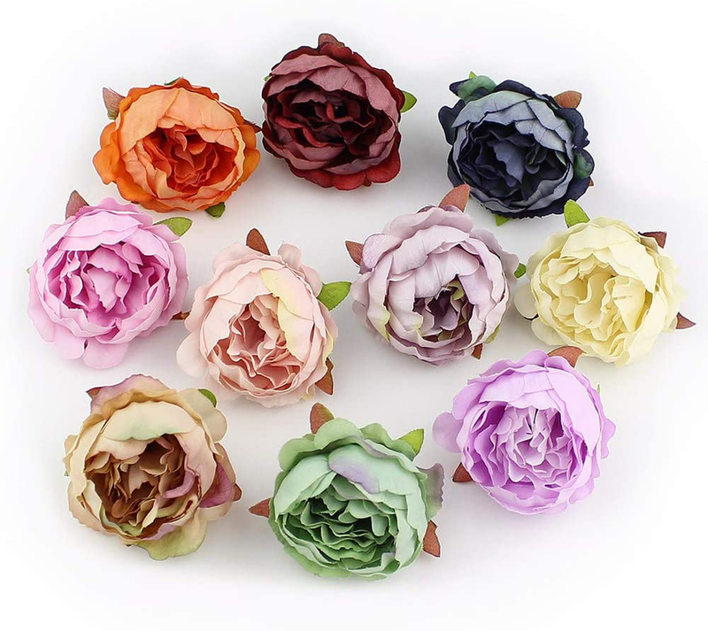 Fake Flower Heads in Bulk Wholesale for Crafts Silk Peony Flower Head Silk Artificial Flowers for Wedding Decoration DIY Decorative Wreath Party Festival Home Decor 15 Pieces 5cm (Champagne) Home & Garden > Plants > Flowers Peony Colorful  