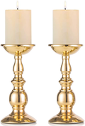 NUPTIO Pillar Candle Holders Metal Candle Holder Ideal for 3 inches Candles, Silver Candle Holder for Living Room, Gardens, Spa, Aromatherapy, Incense Cones, Wedding, Party, 2 Pcs Home & Garden > Decor > Home Fragrance Accessories > Candle Holders Fuzhou cangshan Gold 2 x L 