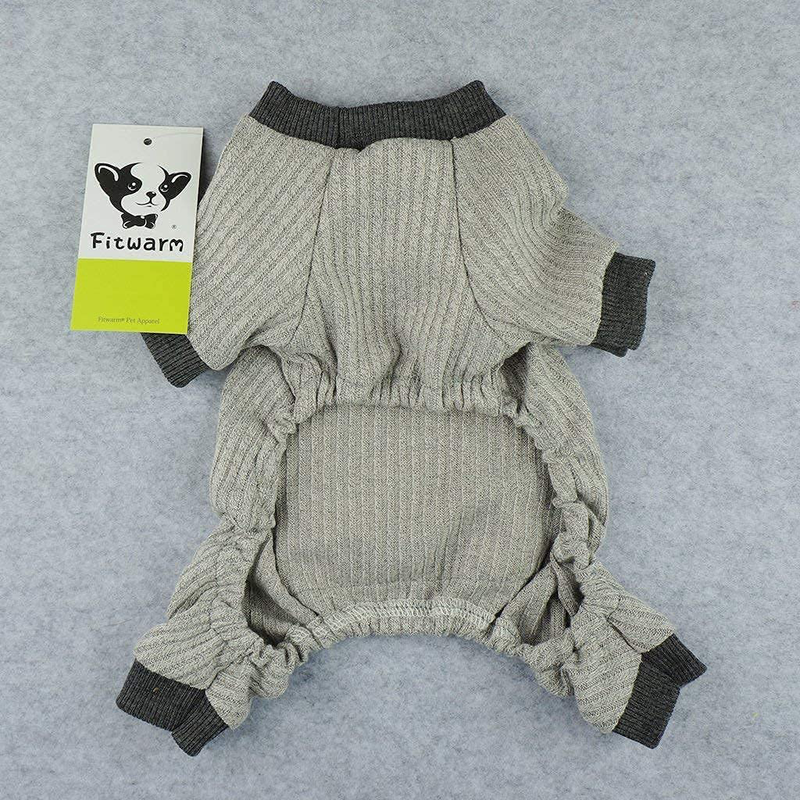 Fitwarm Lightweight Knitted Comfy Pet Clothes for Dog Pajamas PJS Coat Jumpsuit Grey