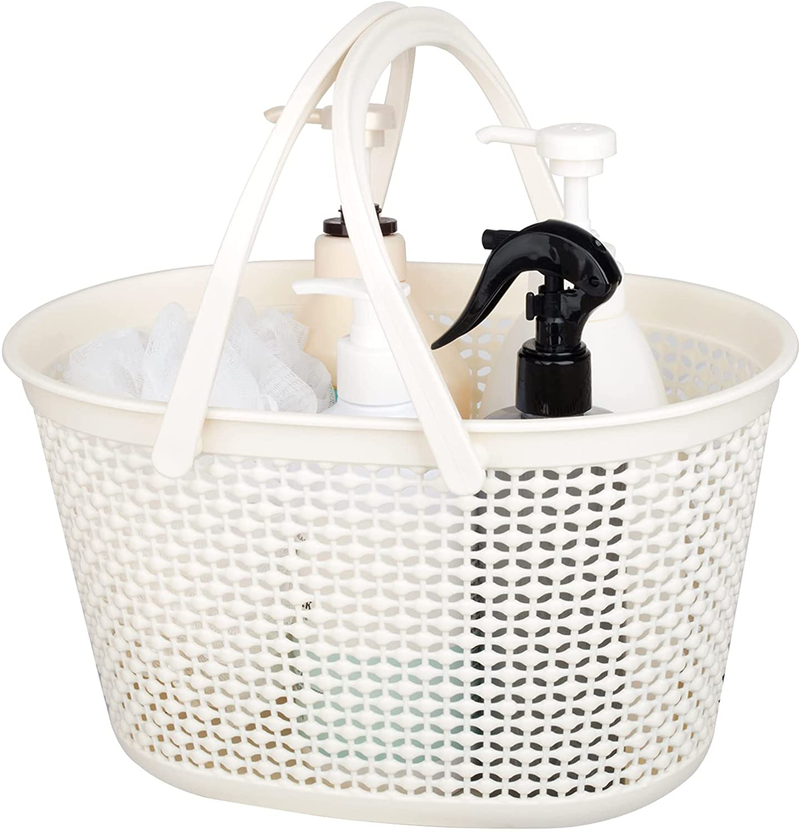 Rejomiik Portable Shower Caddy Basket, Plastic Organizer Storage Tote with Handles for Bathroom, College Dorm, Kitchen - Grey Sporting Goods > Outdoor Recreation > Camping & Hiking > Portable Toilets & Showers rejomiik C-white 1pack-C 
